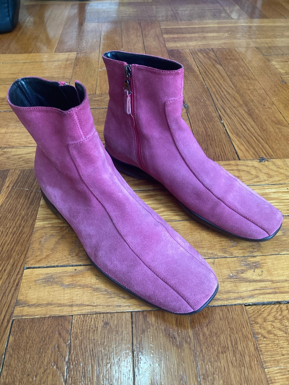 Pink Suede Prada Sport Booties